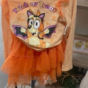 Kids Orange 'Trick or Treat' Bat Fox Costume Dress